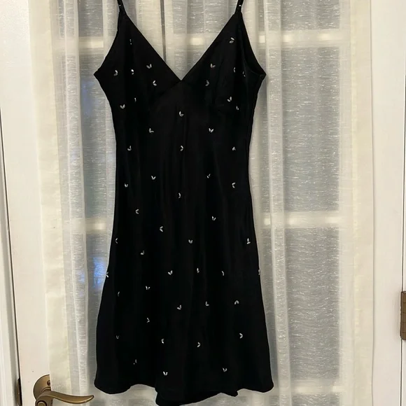black dress with rhinestones zara Zara - Studded Mini Dress - Black - L